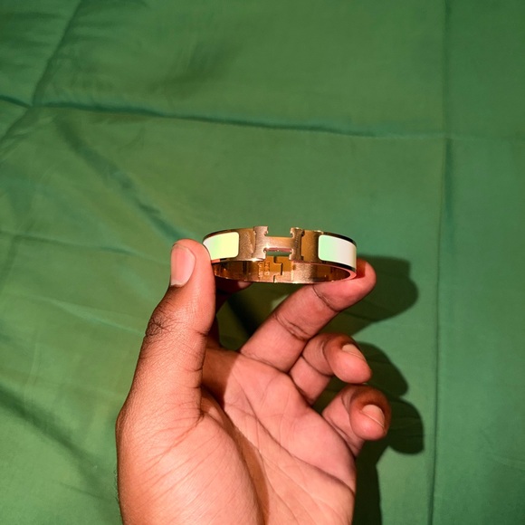 Hermes Gold and White Bracelet